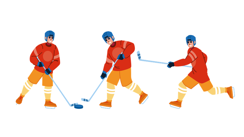 Los jugadores juegan hockey sobre hielo.  Ilustración