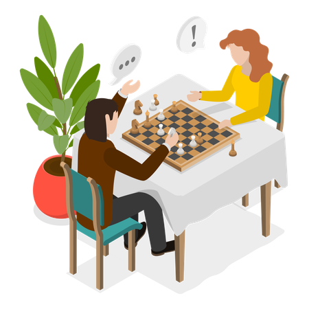 Jugando ajedrez  Ilustración