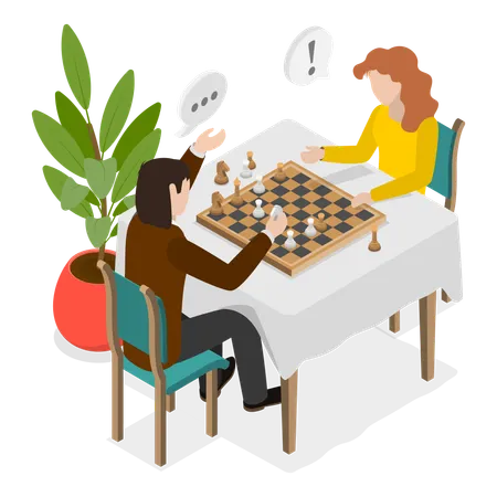 Jugando ajedrez  Ilustración