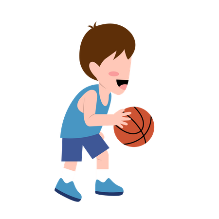 Jugando al baloncesto  Ilustración
