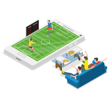 Jugar fútbol en línea  Ilustración