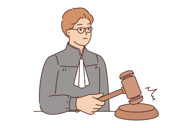 Juiz do tribunal dando ordem  Ilustração