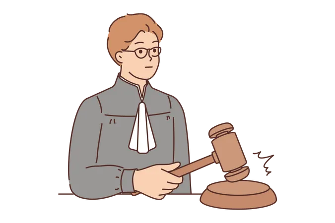 Juiz do tribunal dando ordem  Ilustração