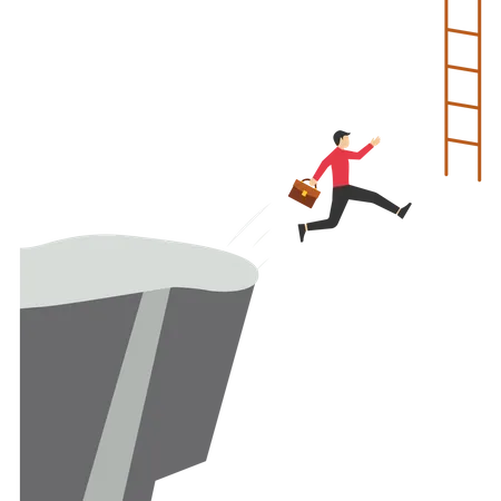 Jump over obstacles to the destination  Illustration