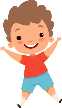 Jumping children cute surprised playing crazy happy kids Illustration