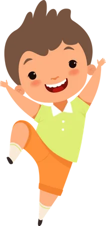 Jumping children cute surprised playing crazy happy kids Illustration