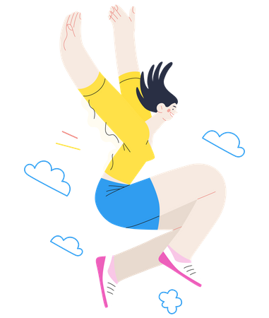 Jumping happy woman Illustration