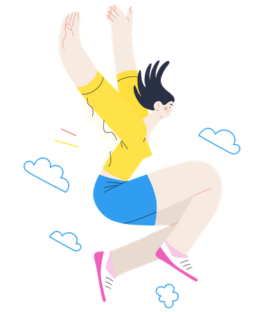 Jumping happy woman  Illustration