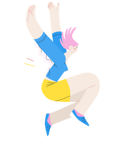 Jumping happy woman  Illustration
