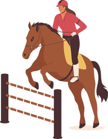 Jumping horse with girl rider  Illustration