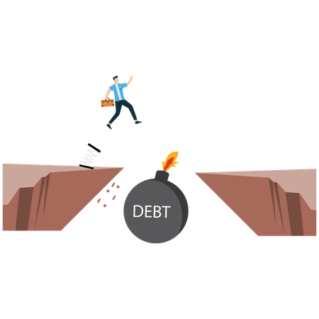 Jumping Over Debt Risk  Illustration