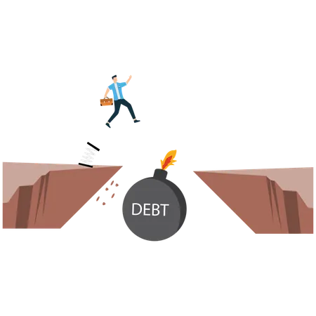 Jumping Over Debt Risk  Illustration