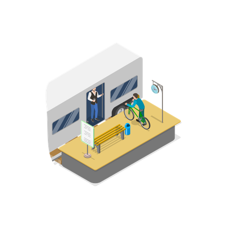 Junge am Bahnhof  Illustration