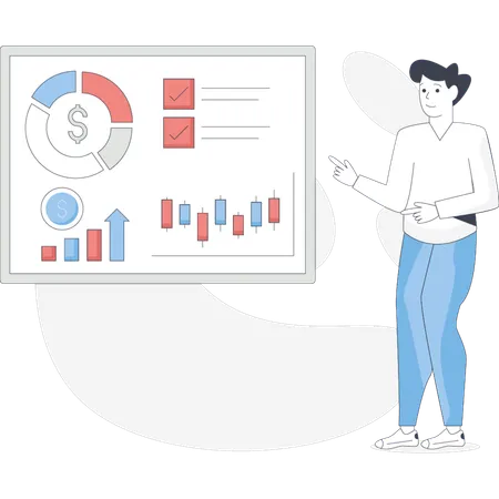 Junge analysiert Aktienmarkt  Illustration
