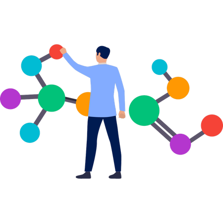 Junge Analyse Kohlenstoffatom  Illustration