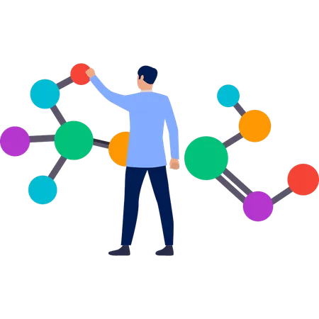 Junge Analyse Kohlenstoffatom  Illustration