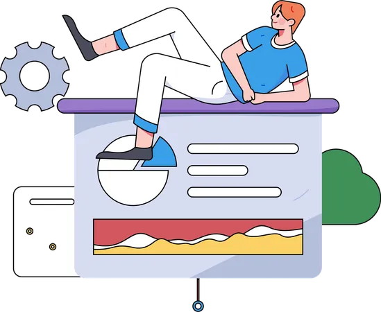 Junge analysiert Geschäftsdiagramm  Illustration