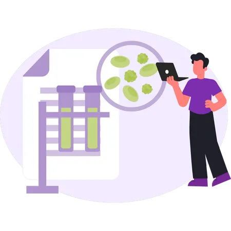 Junge arbeitet im Labor  Illustration