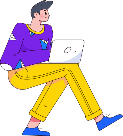 Junge arbeitet am Laptop  Illustration