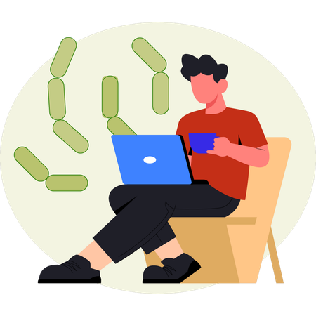 Junge arbeitet am Laptop  Illustration