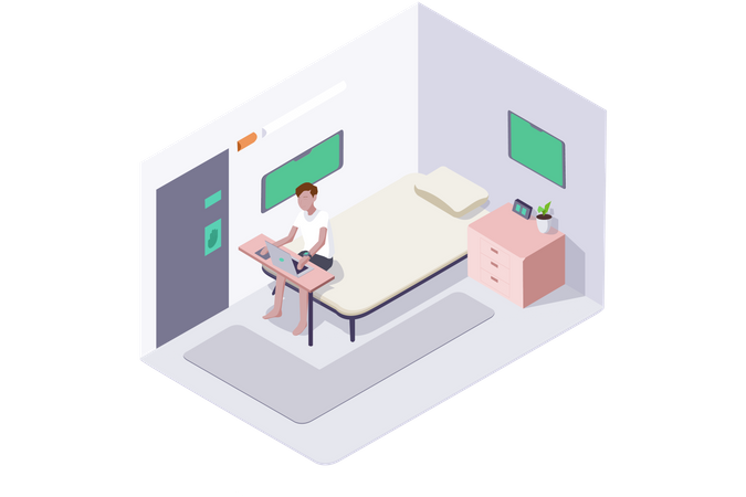 Junge arbeitet im Smart Room am Laptop  Illustration