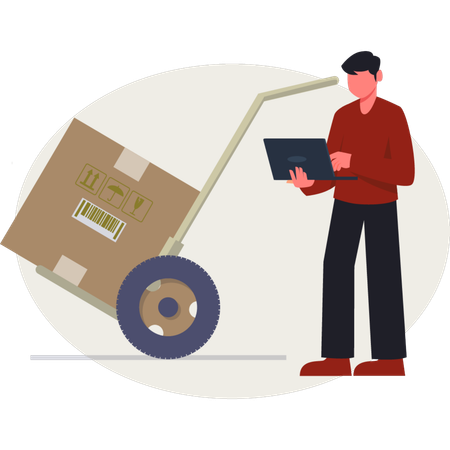 Junge arbeitet am Lieferwagen  Illustration