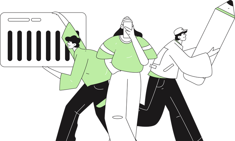 Junge arbeitet an Business-Webcast  Illustration