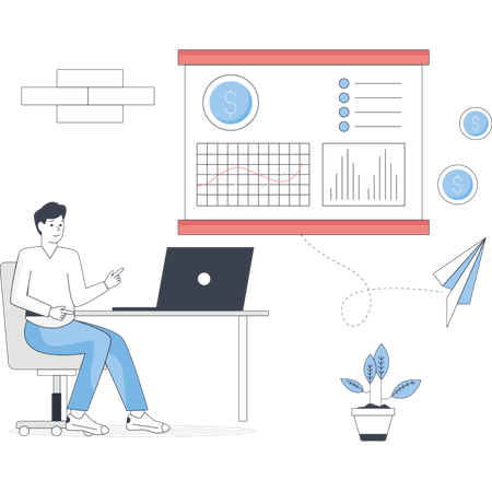 Junge arbeitet an der Börse  Illustration