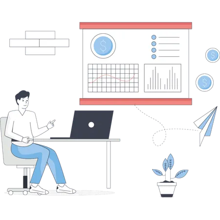 Junge arbeitet an der Börse  Illustration