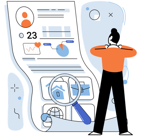 Junge arbeitet an der Entwicklung eines persönlichen Profils  Illustration