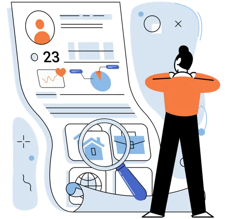 Junge arbeitet an der Entwicklung eines persönlichen Profils  Illustration