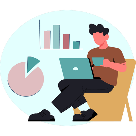 Junge arbeitet an Kreisdiagramm  Illustration