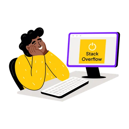 Junge arbeitet an Codierungsressource  Illustration