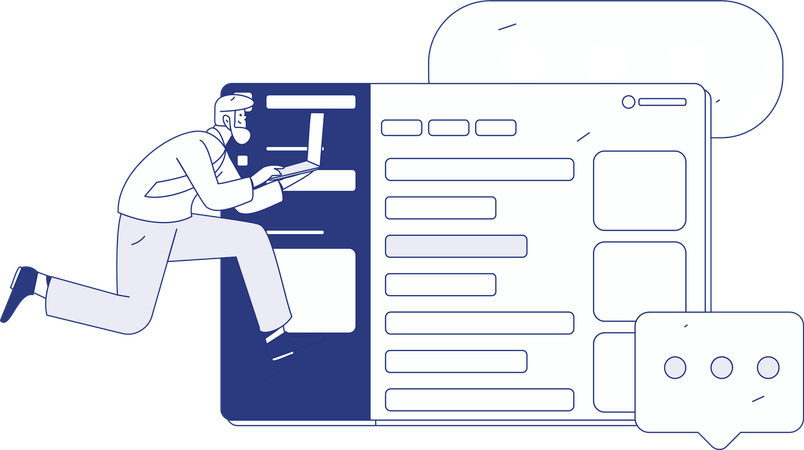 Junge arbeitet an Business-Webcast  Illustration