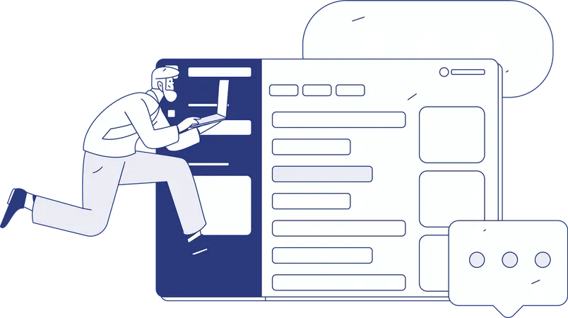 Junge arbeitet an Business-Webcast  Illustration