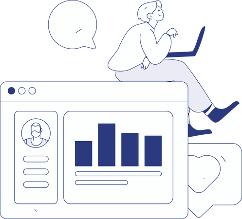 Junge arbeitet an Business-Webcast  Illustration