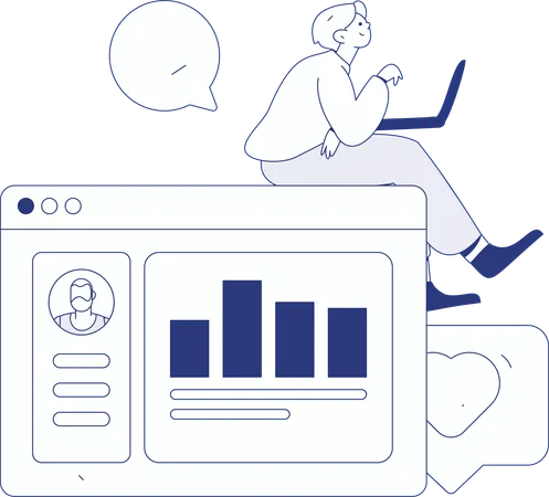 Junge arbeitet an Business-Webcast  Illustration