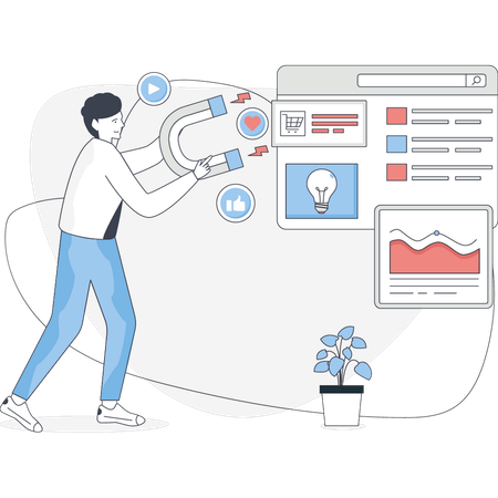 Junge arbeitet an Geschäftsdiagramm  Illustration