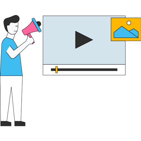 Junge arbeitet im Videomarketing  Illustration