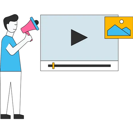 Junge arbeitet im Videomarketing  Illustration