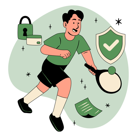 Junge arbeitet an Wellness-Leistungen  Illustration