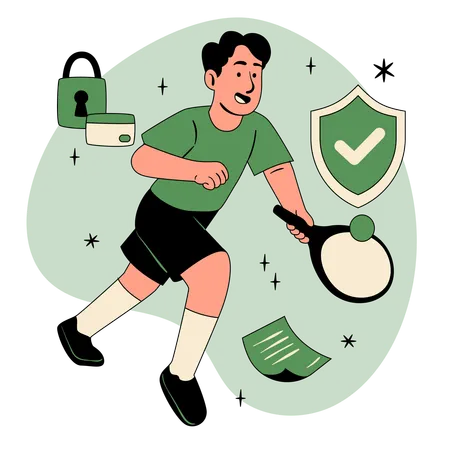 Junge arbeitet an Wellness-Leistungen  Illustration