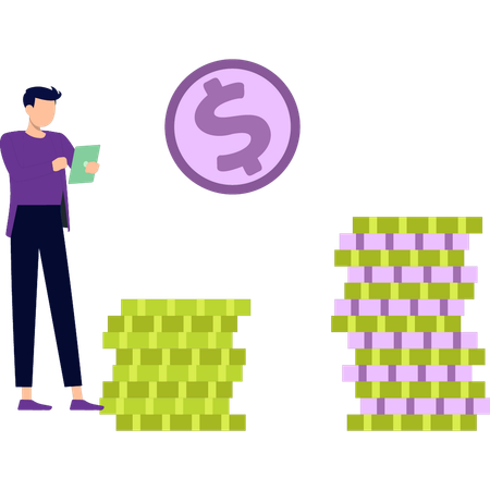 Junge arbeitet an Einkommen  Illustration