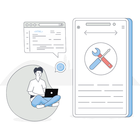 Junge arbeitet im technischen Support Illustration