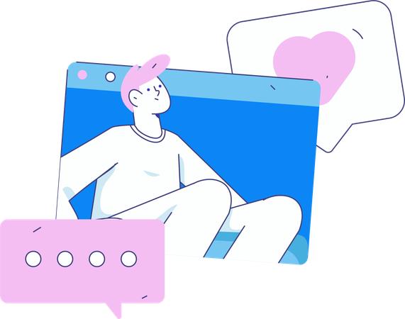 Junge bei der Online-Zusammenarbeit  Illustration