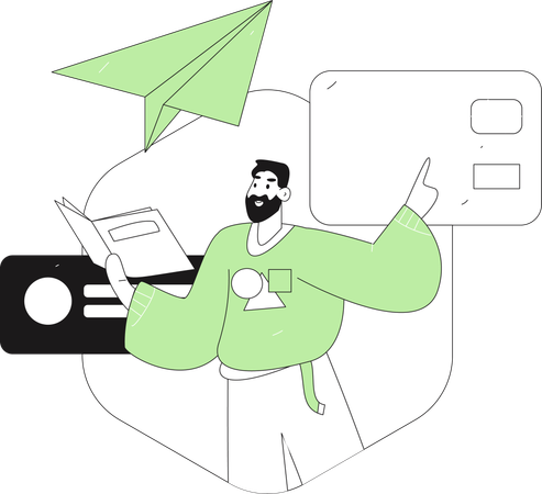 Junge bei einer Ferndiskussion  Illustration