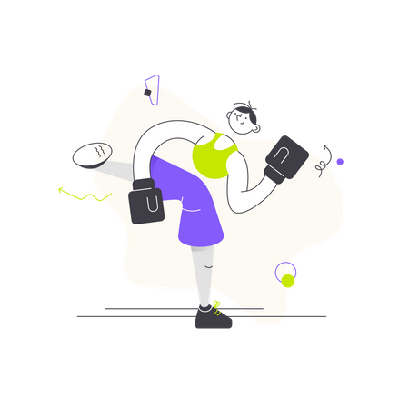 Junge beim Boxen Illustration