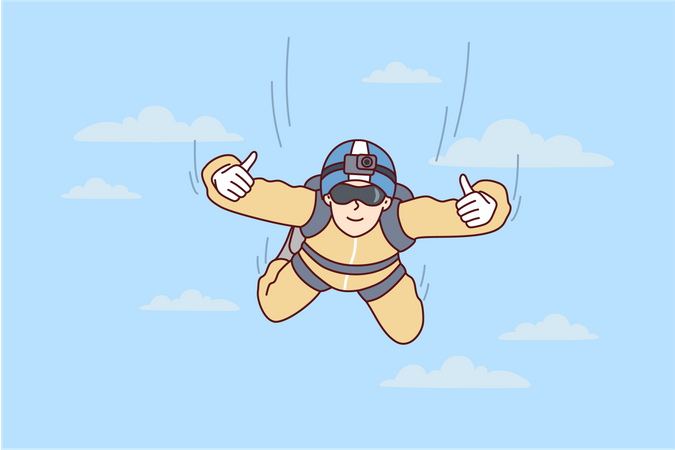 Junge beim Fallschirmspringen  Illustration
