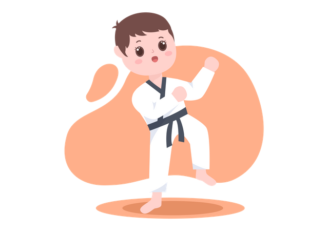 Junge beim Karatetraining  Illustration