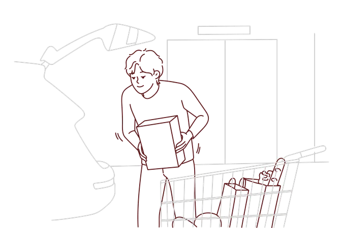 Junge beim Lebensmitteleinkauf  Illustration
